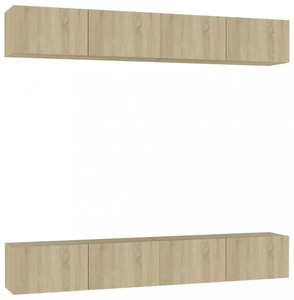 4 db sonoma tölgy színű szerelt fa TV-szekrény 100 x 30 x 30 cm