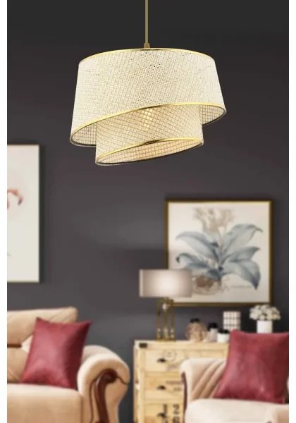 Kábeles csillár BARETTE 1xE27/60W/230V krémszínű/arany