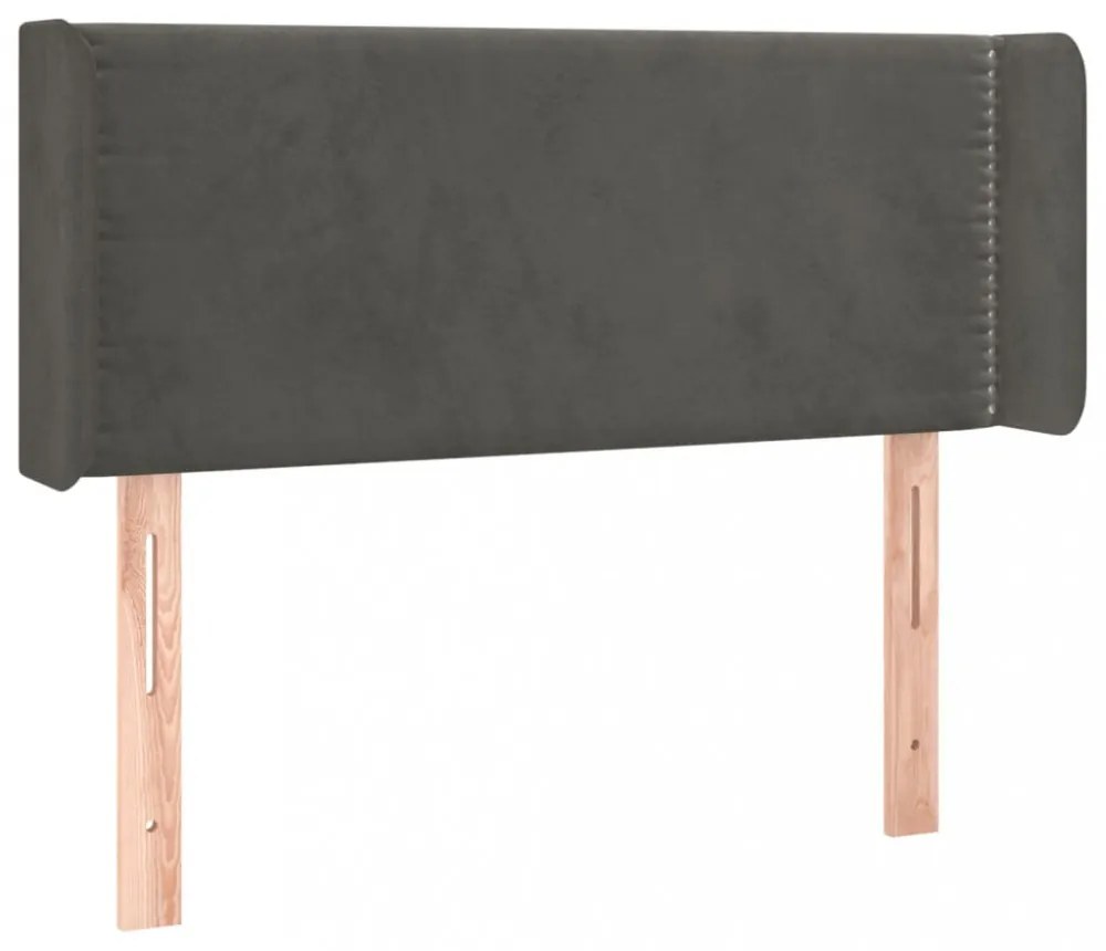 sötétszürke bársony fejtámla szárnyakkal 83x16x78/88 cm