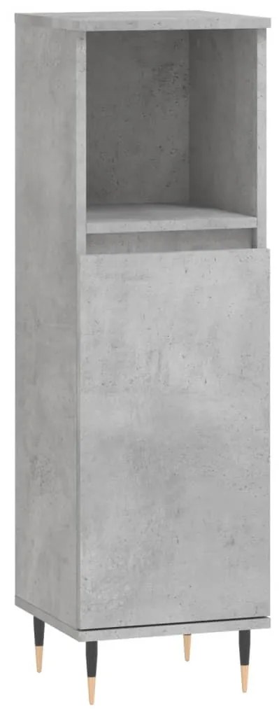 Betonszürke szerelt fa fürdőszobaszekrény 30 x 30 x 100 cm