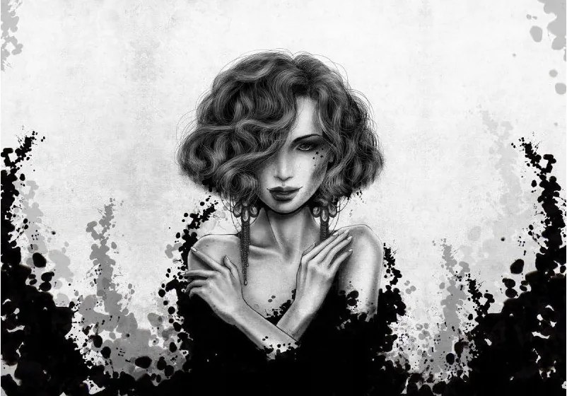 Flizelin fotótapéta Nő Absztrakt Fekete-fehér vonalak 400x280 +ragasztó