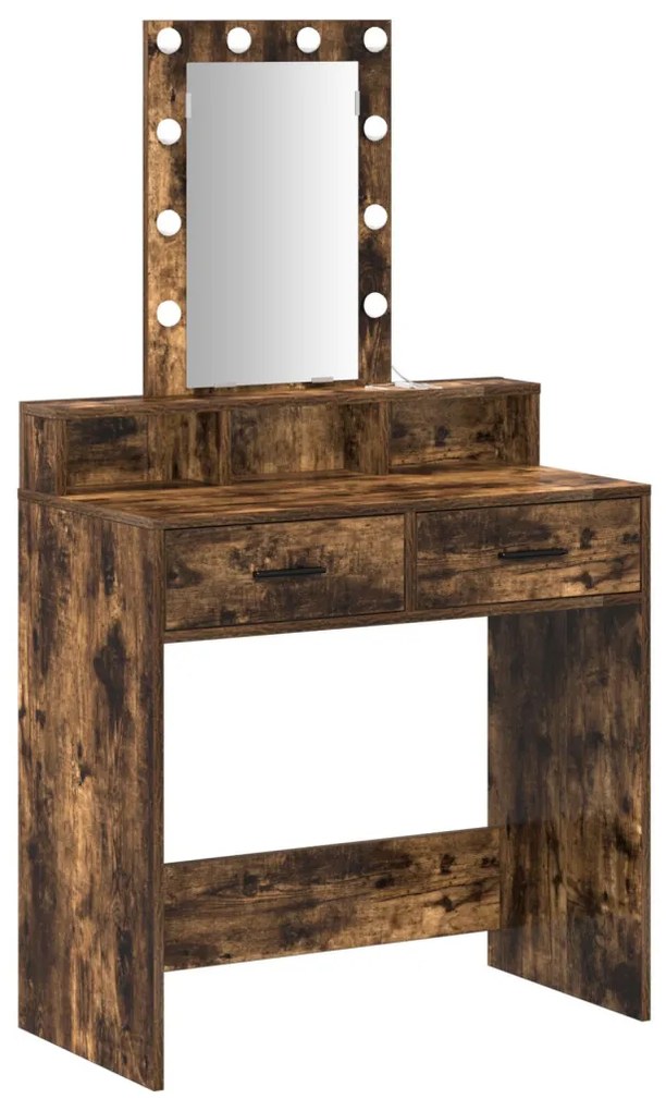 LED-es tükör Füstölt tölgyből 79x41x140 cm