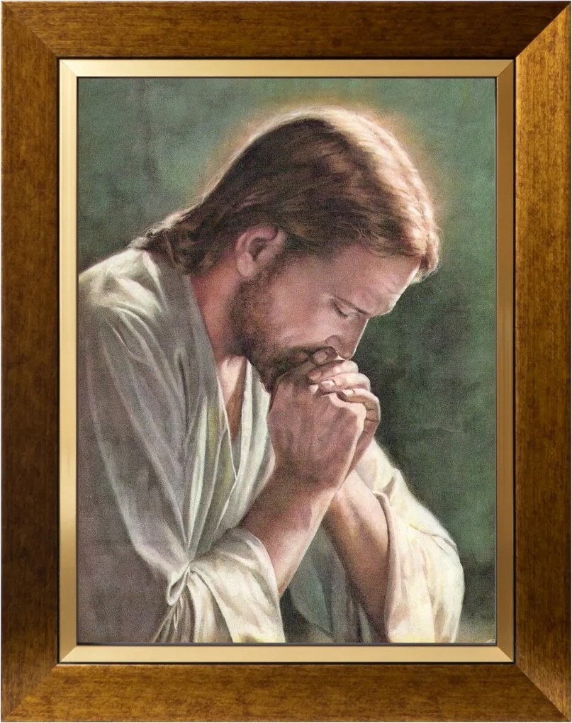 Jézus Ima Szakrális Vászonkép Arany Díszített Keretben 30X40