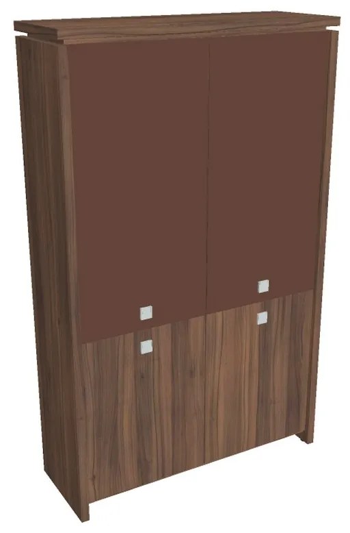 Verno magas szekrény 128 x 46 x 210 cm, kombinált ajtó, dió / barna