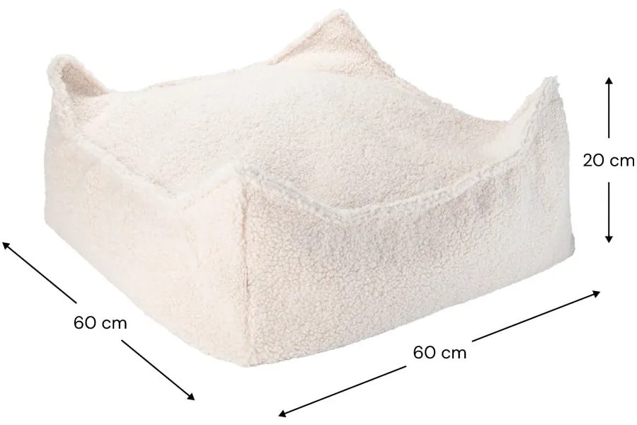 Krémszínű buklé gyerek babzsákfotel Square – Wigiwama