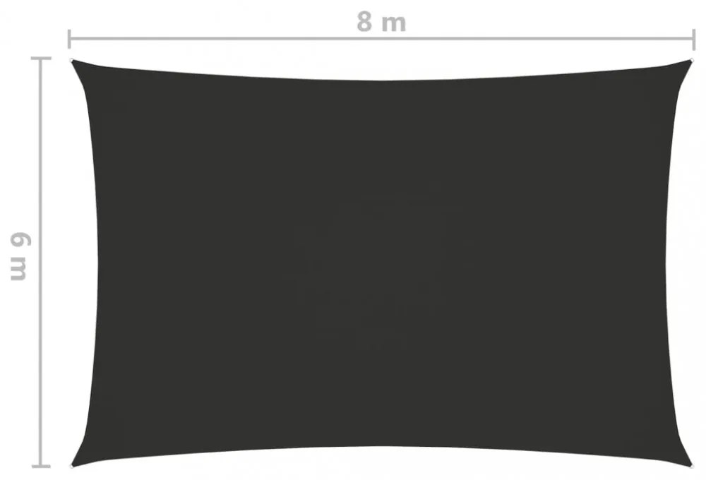 antracitszürke téglalap alakú oxford-szövet napvitorla 6 x 8 m