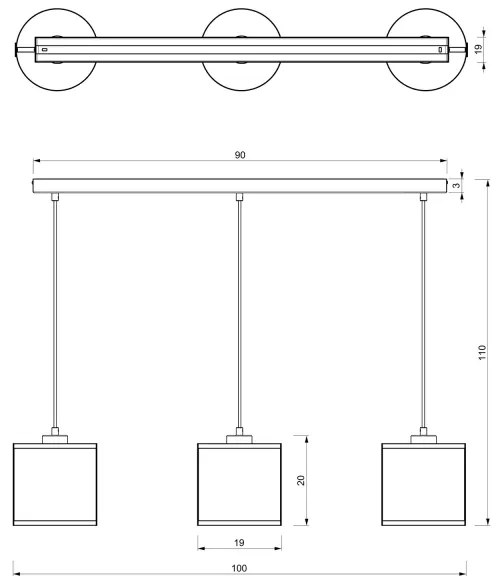 Csillár zsinóron KAGA 3xE27/60W/230V fekete/arany