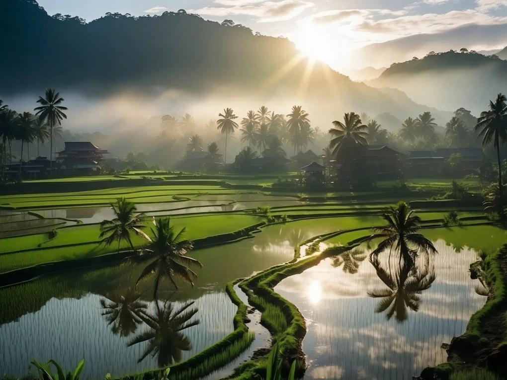 Poszter 100x75cm Hajnal a teraszok felett