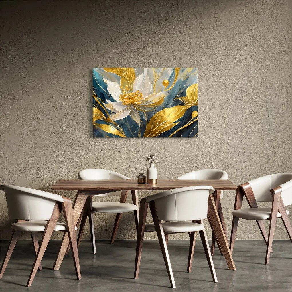 Kép - Festmény arany virágok (90x60 cm)