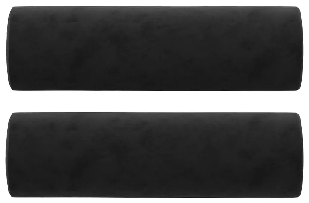 2 db fekete bársony díszpárna Ø15x50 cm