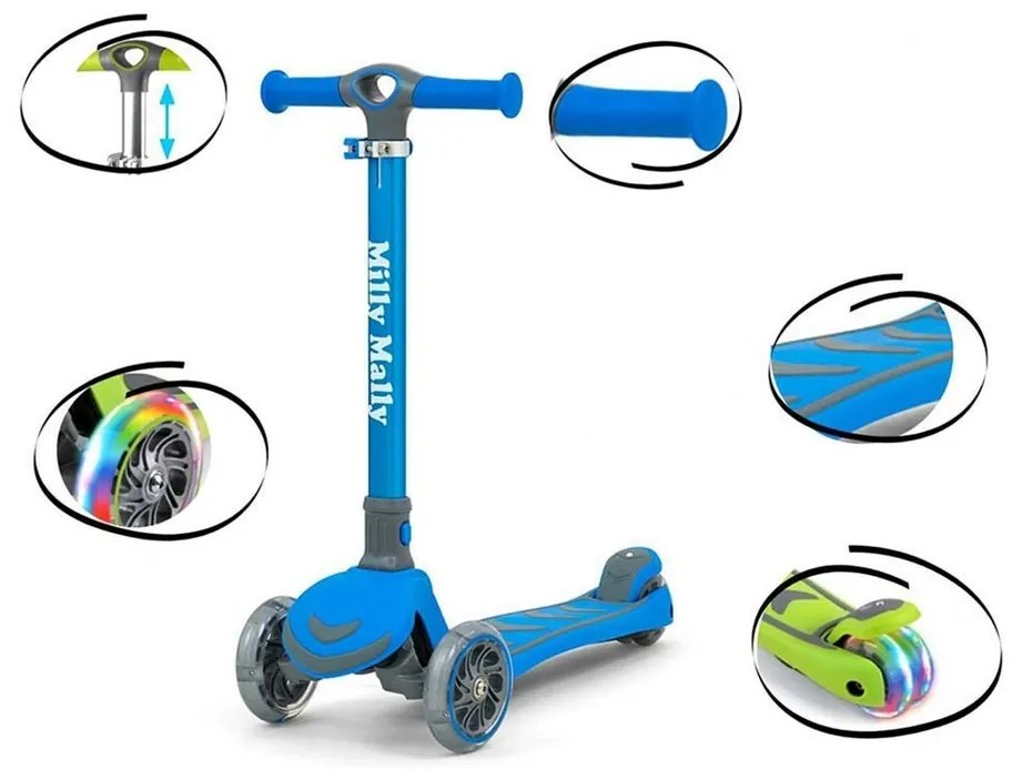 Milly Mally Gyerek roller Scooter Boogie kék, 80,6x 59 x 25 cm
