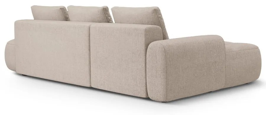 Világosbarna kinyitható-tárolóhelyes sarokkanapé (bal oldali-heverő résszel) Linz – Cosmopolitan Design