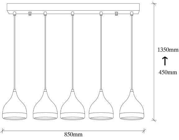 Csillár zsinóron YILDO 5xE27/40W/230V