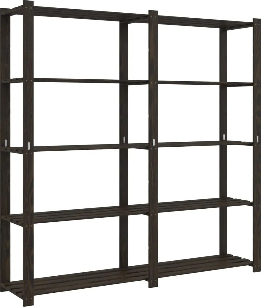 vidaXL 5 szintes fekete tömör fenyőfa tárolóállvány 170 x 38 x 170 cm