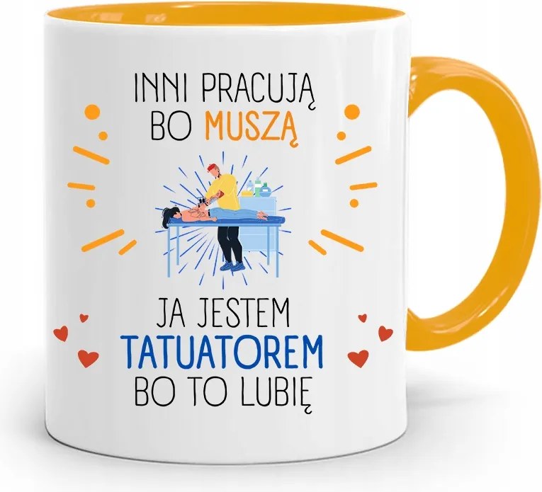 Tetoválóknak Tetováló Bögre Sárga Ajándék fényképes nyomtatással