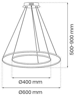 LED Csillár zsinóron HOOP LED/51W/230V átm. 60 cm 4000K arany