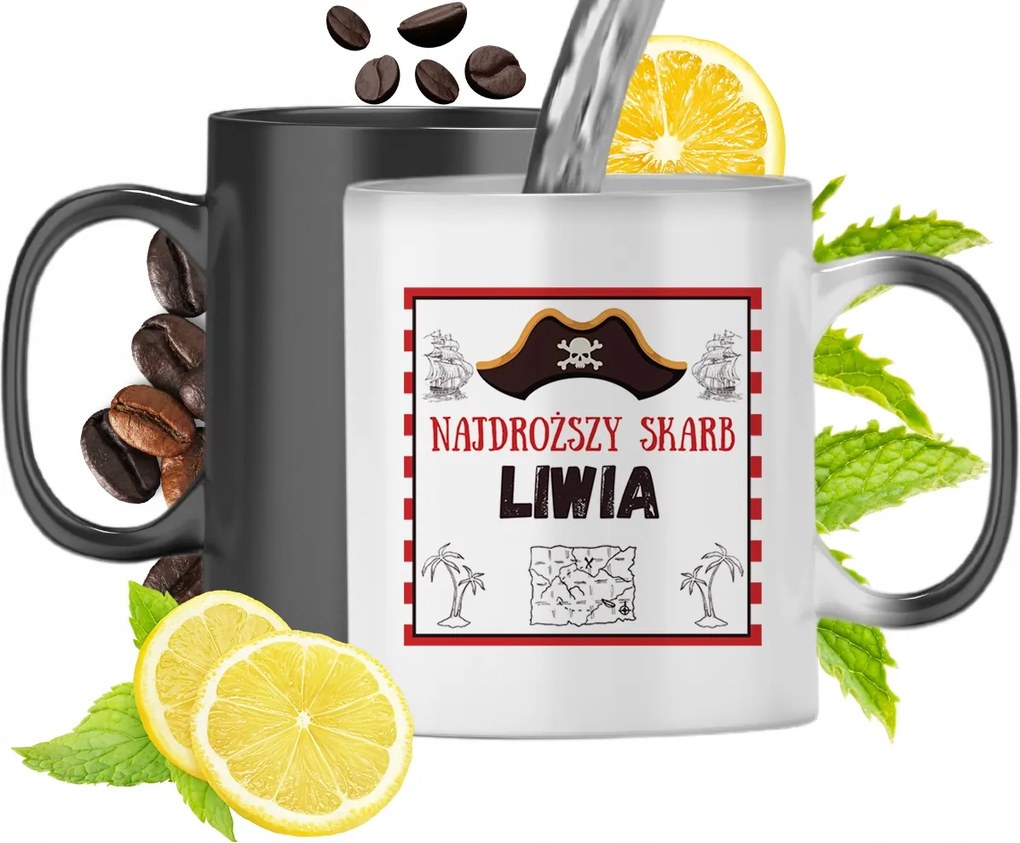 Mágikus bögre Líviának Fekete matt nyomott mintával 330ml