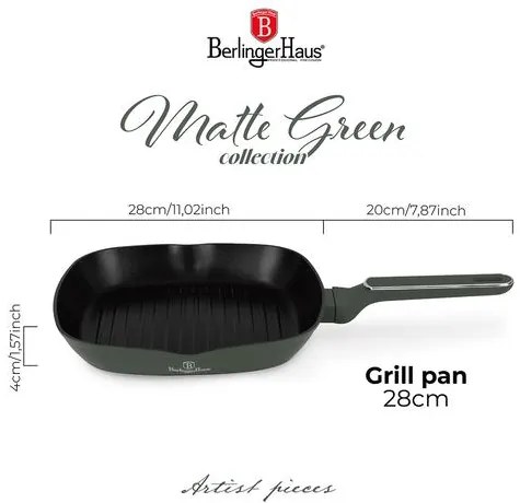 BerlingerHaus Grill serpenyő (28 cm) Matte Green Collection BH/8161