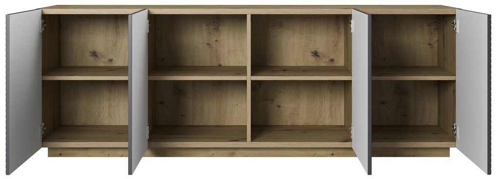 Asha négyajtós komód 200 cm - artisan / matt rivier stone