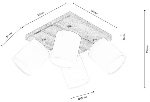 Spot-Light DO56844474 - Mennyezeti spotlámpa APRILLIA 4xE27/25W/230V tölgy/fehér
