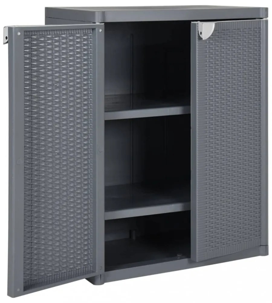 szürke PP rattan kerti tárolószekrény 65 x 45 x 88 cm
