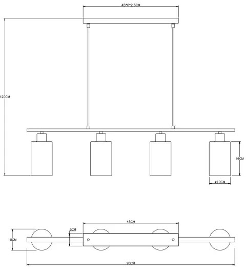 Globo 15465-4H - Csillár zsinóron HADERA 4xE27/60W/230V