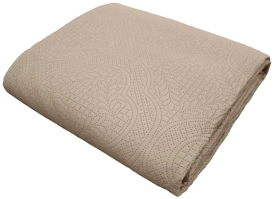 Bézs mikroszálas steppelt ágytakaró és párnahuzat szett 240x220 cm Romane – douceur d'intérieur