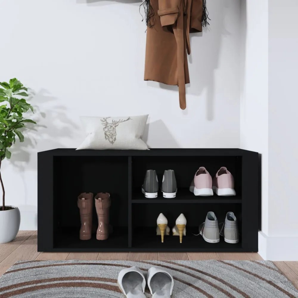 fekete szerelt fa cipősszekrény 100x35x45 cm