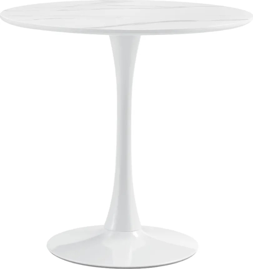 Étkezőasztal, világos márvány/fehér, átmérő 80 cm, LORIAN