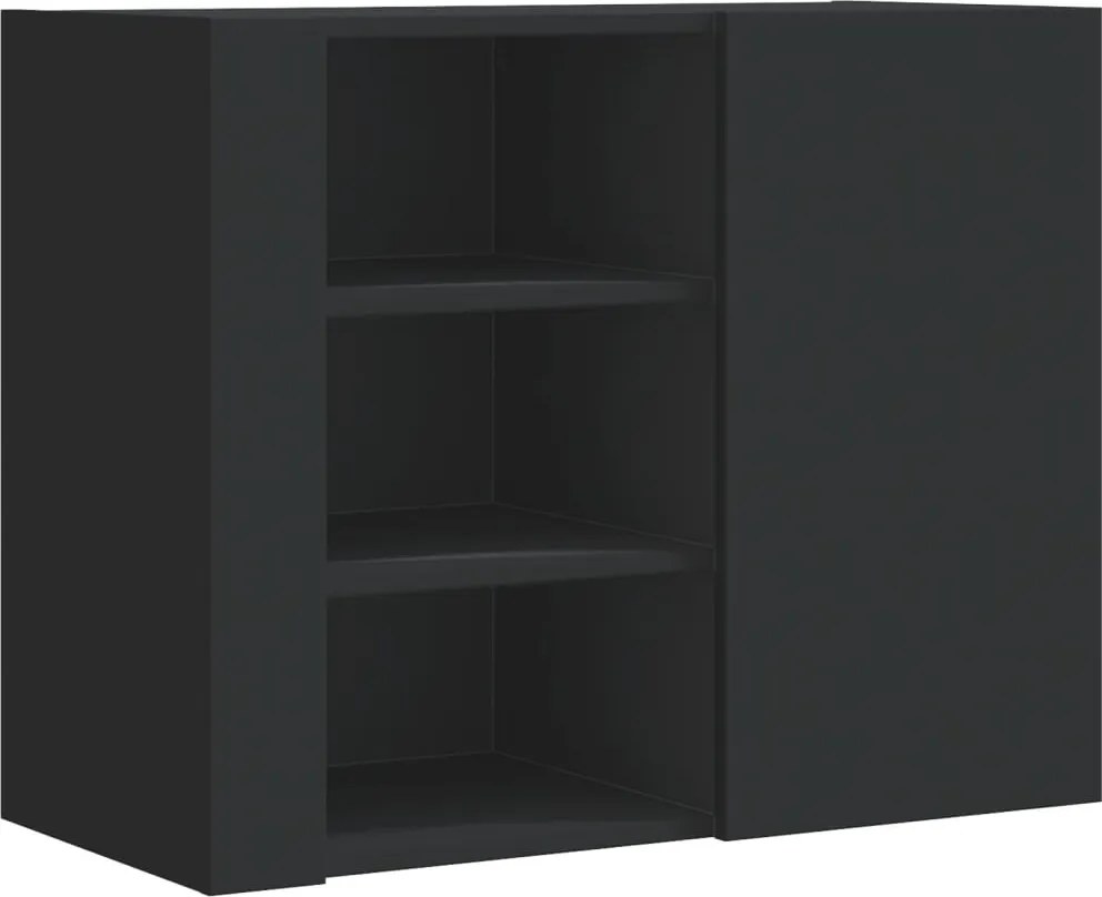 vidaXL fekete szerelt fa faliszekrény 75 x 35 x 60 cm