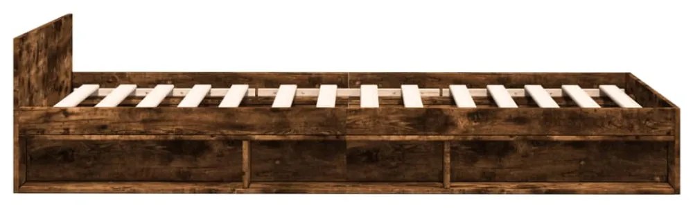 füstös tölgy színű szerelt fa ágykeret fiókkal 90 x 200 cm