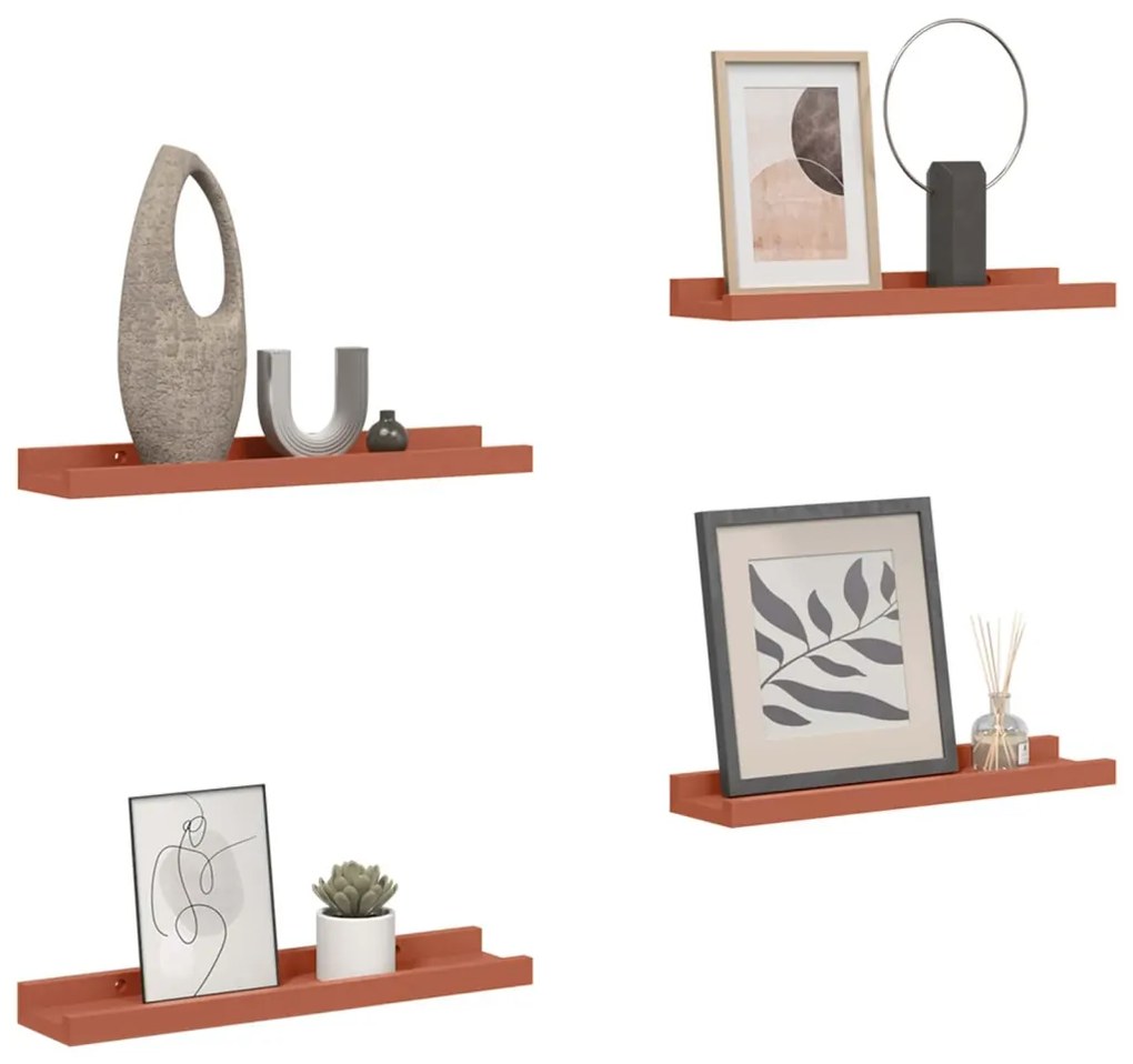 vidaXL Falpolc polcokkal tárolóval 4 pcs Piros 40 x 9 x 3 cm Faanyag