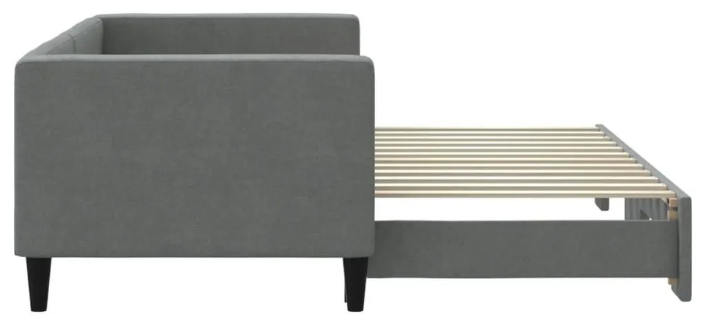 sötétszürke szövet kihúzható heverő 80 x 200 cm