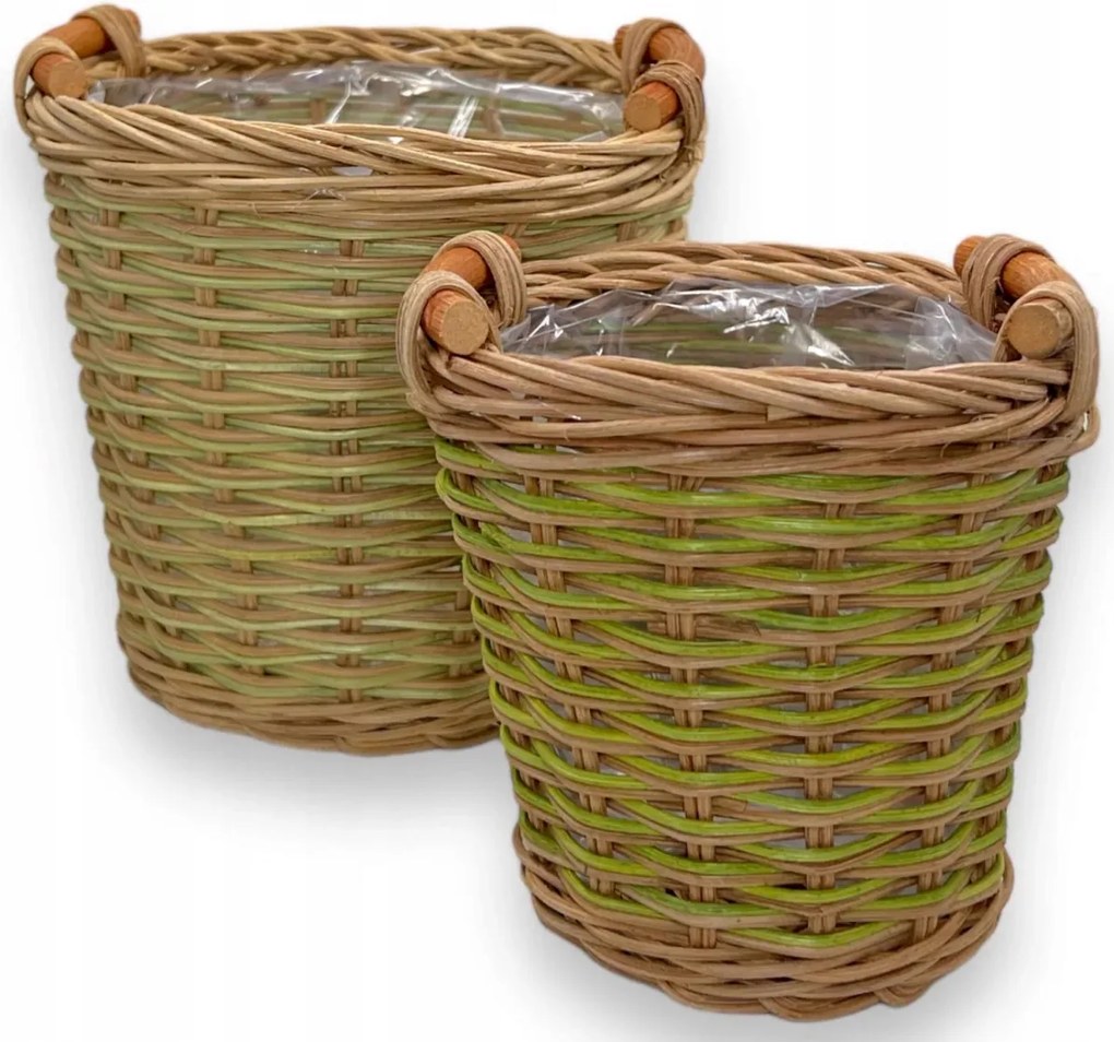 Mijoma – 2 db-os rattan növénykosár szett betéttel