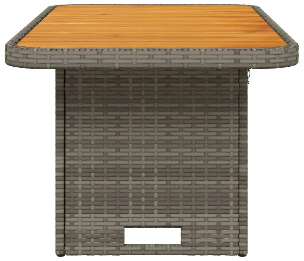 szürke polyrattan és akácfa kerti asztal 90 x 55 x 71 cm