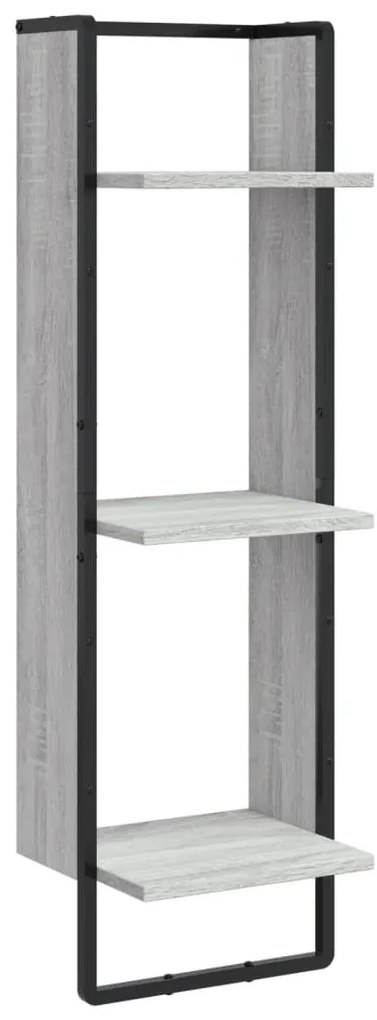 3 szintes szürke sonoma színű szerelt fa fali polc 30x25x100 cm