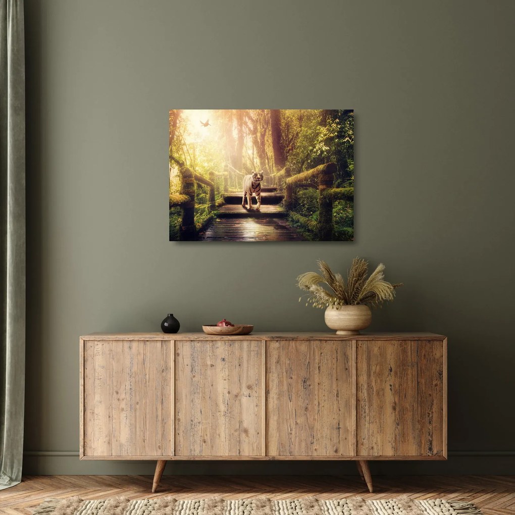 Tigris a dzsungelben képe (üvegen) (70x50 cm)