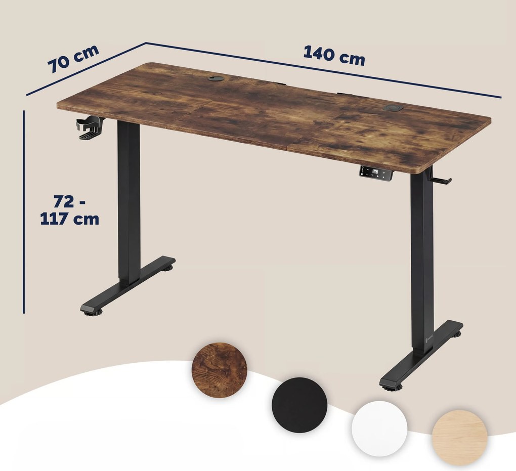 Deuba Magasságban állítható asztal 140x60x117 cm - barna