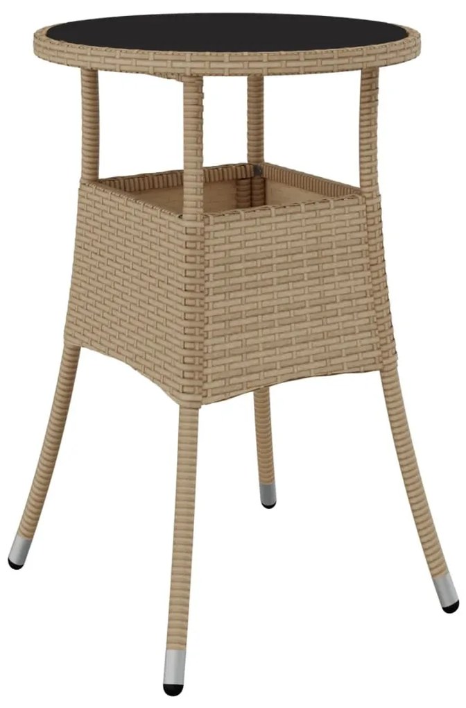 vidaXL 3 részes bézs polyrattan/üveg kerti étkezőgarnitúra párnákkal