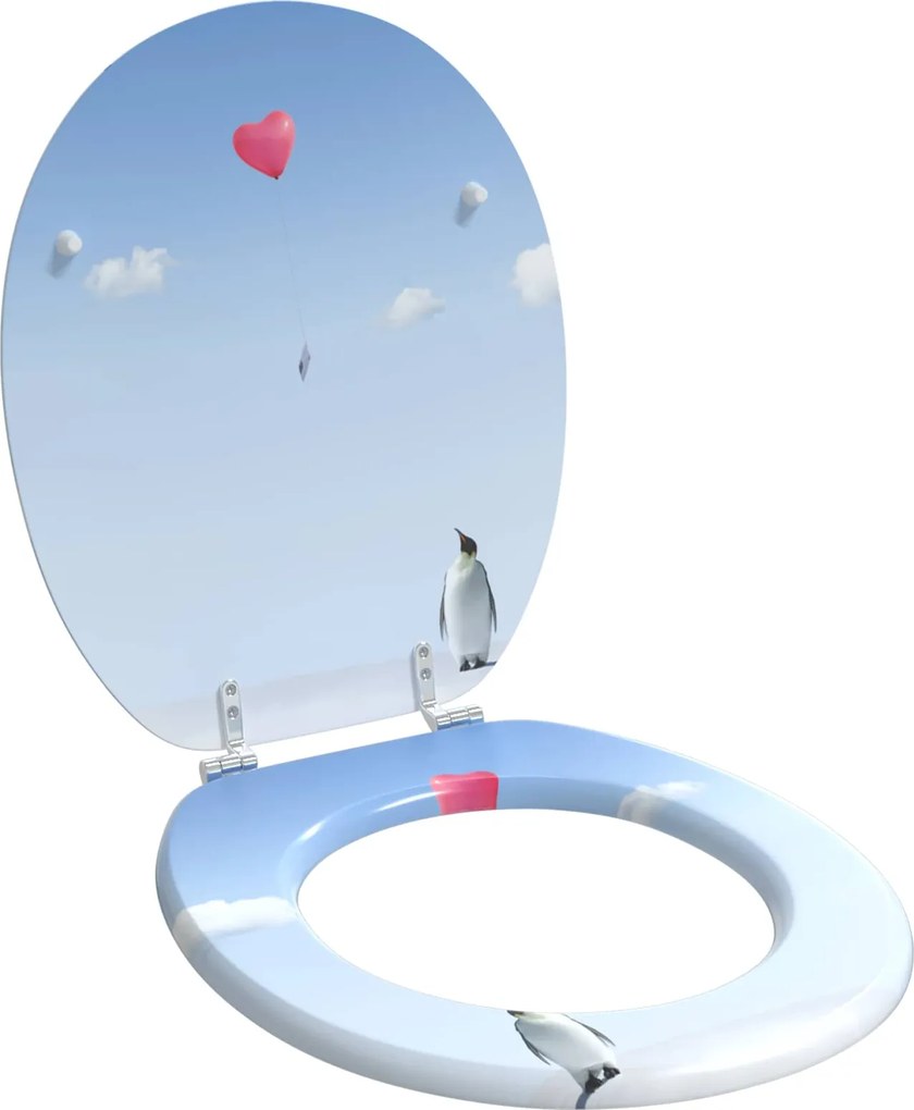 vidaXL Lágy záródású WC ülőke Kék 44 x 38 cm MDF lap
