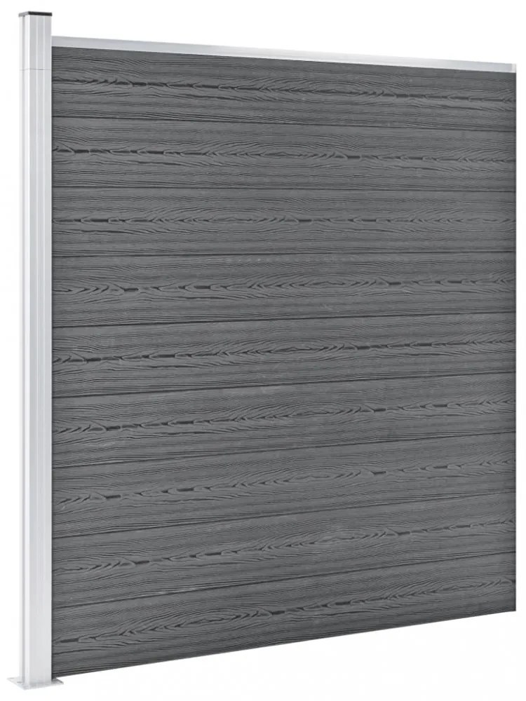 3 négyszögletes és 1 ferde szürke wpc kerítéselem 619 x 186 cm