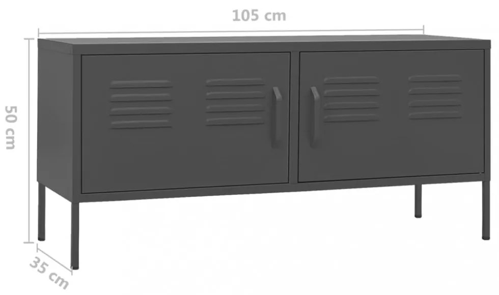 antracitszürke acél TV-szekrény 105 x 35 x 50 cm