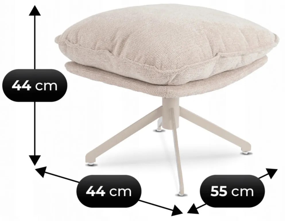 Fotel Wypoczynkowy Obrotowy PASADENA Z Podnóżkiem Kremowy