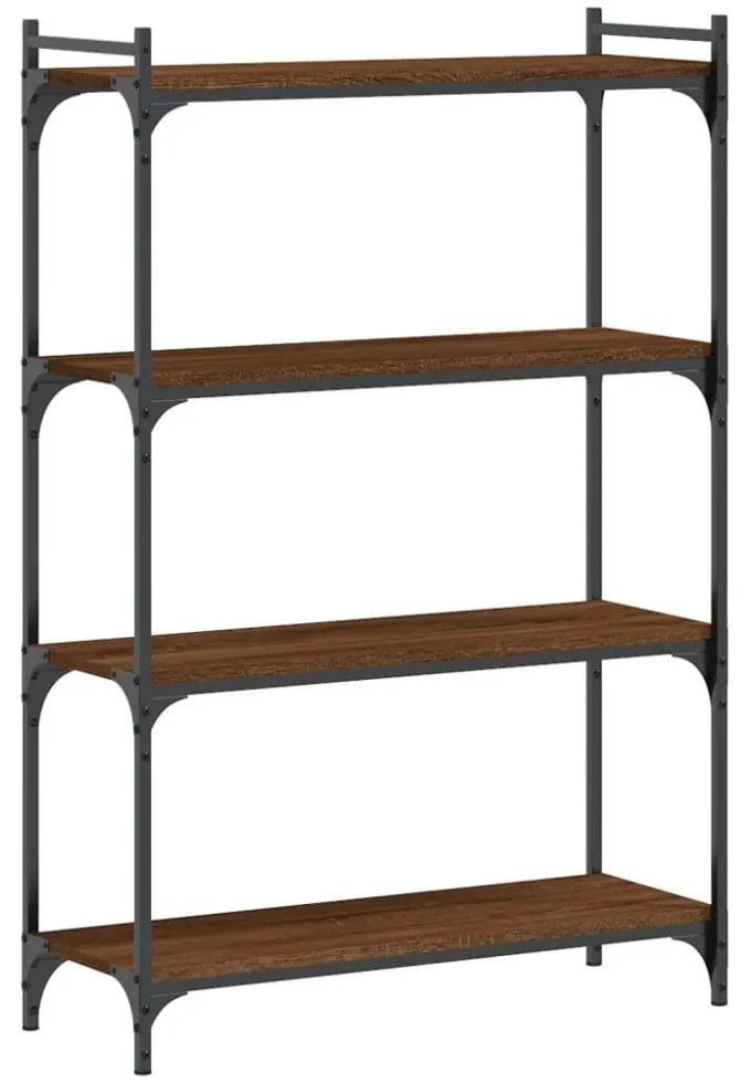 4 szintes barna tölgy színű szerelt fa könyvespolc 80x30x120 cm