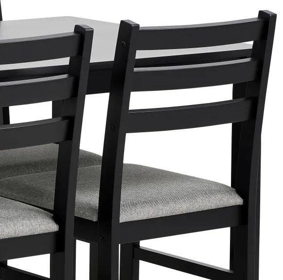 EMILY fekete étkezőasztal szett 4 székkel