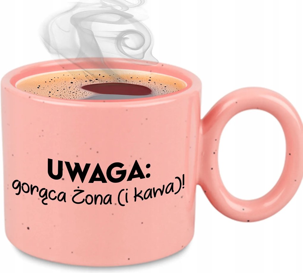 XXL Rózsaszín Bögre Feleségnek Évfordulós Ajándék Figyelem: Forró Feleség (és Kávé)!