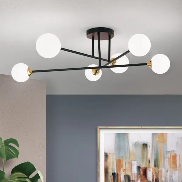 Orion DL 7-786/6 - Felületre szerelhető csillár SNOWWHITE 6xG9/20W/230V átm. 84 cm fekete/arany