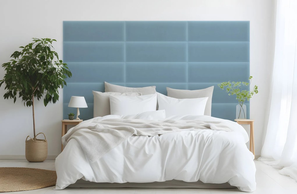Bársony kárpitozott panel - Téglalap - 100x20 cm Szín: Világoskék