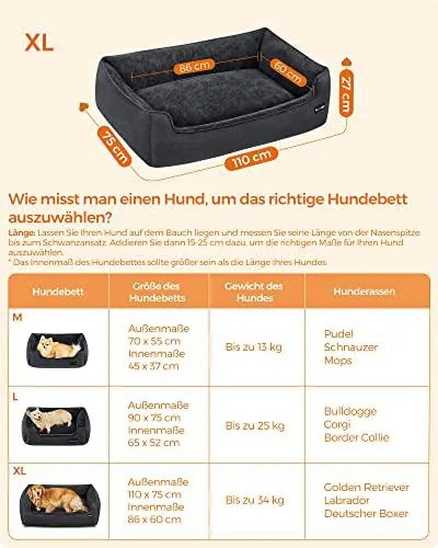 Kutyaágy,  kutya fekhely, mosható huzattal, xl, sötétszürke