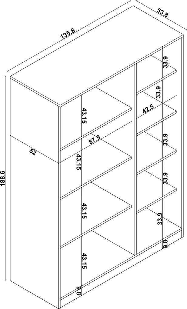 Loren gardróbszekrény, 135,8 cm – TR350MWD1192